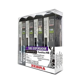 Zebra Puntillas HB De Grafito Para Portaminas Punto Fino (0.5 mm) Caja 12 Tubos Con 12 Minas.