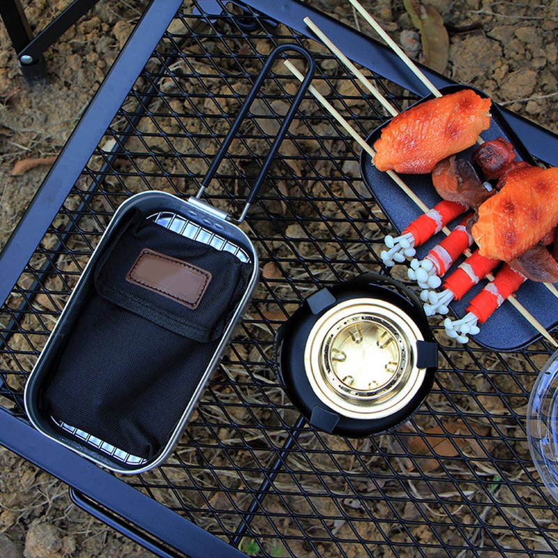Portable Grill Pan with Handle Non Stick Barbecue Plate Camping