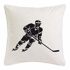 Cushion Cover 40 x 40 cm Ice Hockey Puck Ice Hockey Team Sports Ice Hockey Stick Microfibre in White