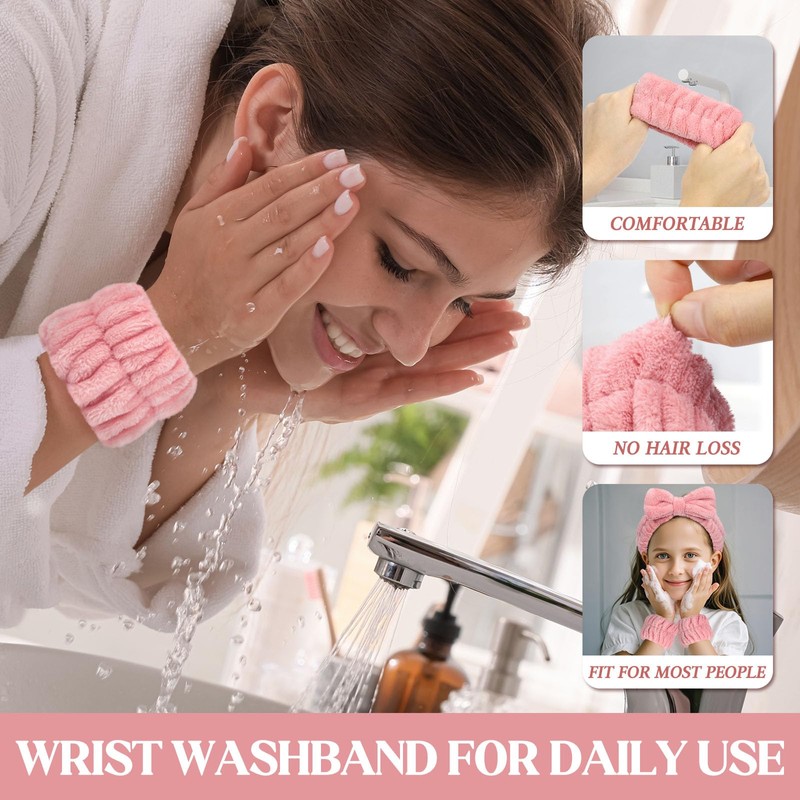 8 Pcs Spa Wrist Bands - Absorbent Microfiber Wristbands for