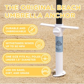 Beachr Beach Umbrella Sand Anchor | Outdoor Umbrella Base with Ground Anchor Screw | Ideal for Sun Protection, Shade, Strong Winds | Universal & One Size Fits All