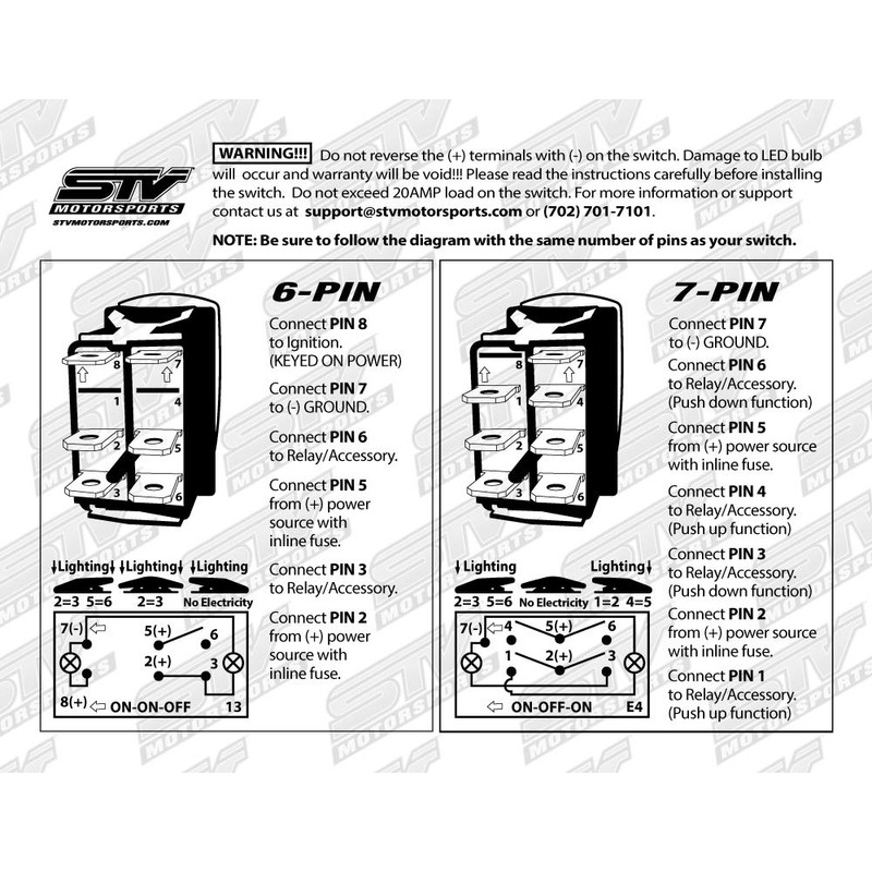 STVMotorsports Blue Auto Rocker Switch Off/ON/ON 12V LED Light 3
