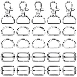 Paxcoo 50Pcs Keychain Bulk with Key Chain Swivel Hook D Rings and Slide Buckles for Handbag Purse Hardware Craft (1 Inch)