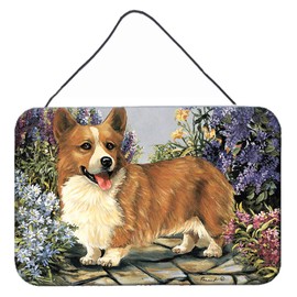 Caroline's Treasures PPP3258DS812 Corgi Garden Georgi Wall or Door Hanging Prints Aluminum Metal Sign Kitchen Wall Bar Bathroom Plaque Home Decor, 8x12, Multicolor