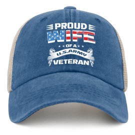 zhusear Proud Wife of A Army Veteran Caps Mountain Hat Lake Blue Womens Hat Gifts for Men Workout Cap