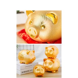 (pont du monde) Pig Money Bank, Pig, Gold, Pig, Good Luck, Feng Shui, Good Luck, Luck, Money, Prosperous Business, Figurine, Medium