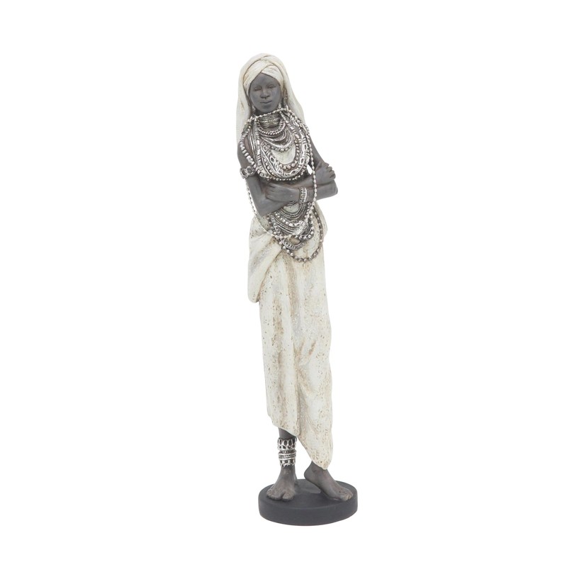 Deco 79 Polystone Woman Handmade Decorative Sculpture Standing African Home