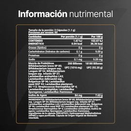 Probióticos 200 Billones | 11 Cepas con Inulina de Agave. 120 cápsulas de 500 mg para 2 meses | Probióticos para Hombre y Mujer. 200 Billion Probiotics. B Life