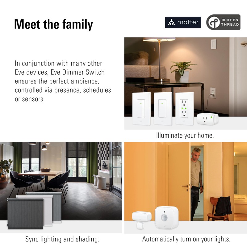 Eve Dimmer Switch (Matter) – Smart Dimmer Switch, for Alexa/Apple/Google/SmartThings/Home