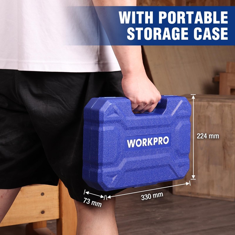 WORKPRO 10-Piece Wood Chisel Set for Woodworking, Cr-V Bevel Edge