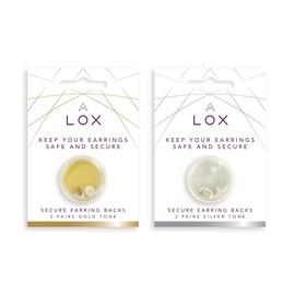 Aloxia Lox SecureLocking Earring Backs Double Pack 4 Pairs in Total (2 Pair of Gold and 2 Pairs of Silver in Pack)