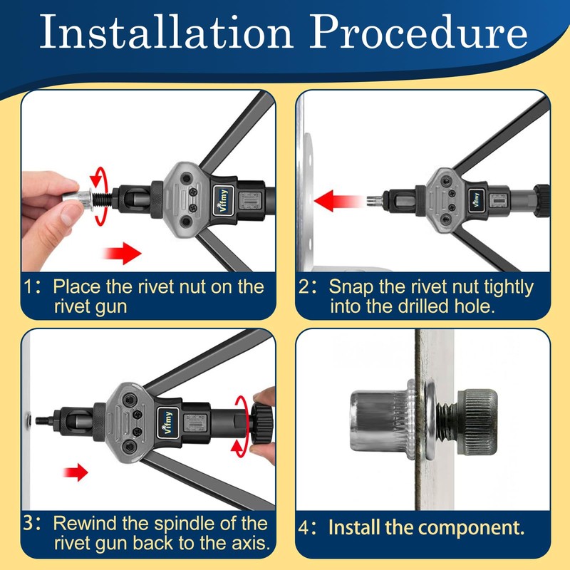 Vifmy 5/16''-18 UNC Rivet Nut, 50Pcs 304 Stainless Steel Flat