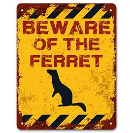 Print Crafted - Beware Of The Ferret | Vintage Metal Garden Yard Warning Sign