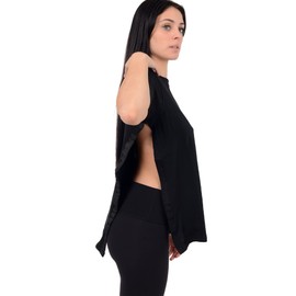 Post Surgery Recovery Tshirt Snap Open Tearaway Shirt (Medium, Black/Women)