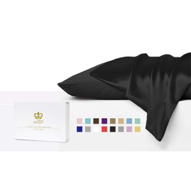 Luxor Crown Set of 2 Mulberry Silk Standard Pillowcases (Black)
