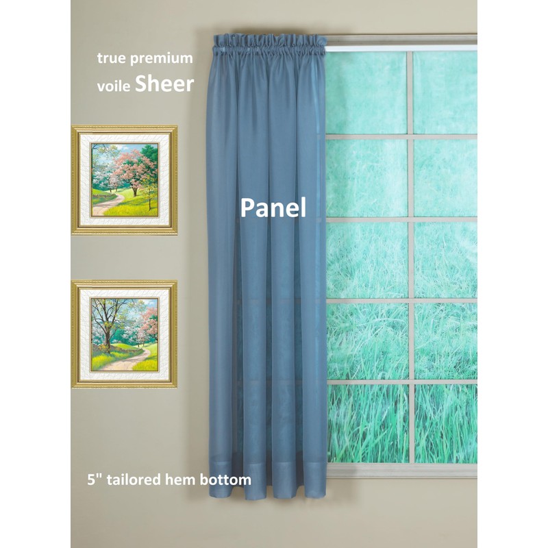Today's Curtain Emelia Original Voile Panel 72", Wedge Blue, 60"