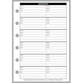 Pocket-Plus Size Name & Address Refill, Sized and Punched for Pocket-Plus Size Notebook (3.5" x 5")