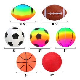 MUKI Sports Ball Set, Mini Basketball, Soft Ball, PVC Material, Toys, Outdoor Play, Toddlers, Kids, Babies, 3 Years, 4 Years, 5 Years, Set of 7 (Colorful, Set 1)