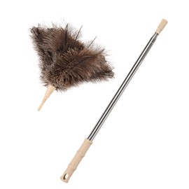 MehelloFeather Ostrich Feather Duster with Extension Pole 27-94 Inch Fluffy Natural Reusable Removable Handheld Feather Dusters for Cleaning Supplies(1PCS)