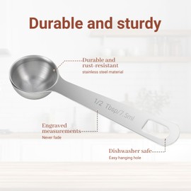 1 Pcs Stainless Steel Measuring Spoon, 7.5 Ml Teaspoons, Long Handle Scoop, Metal Measuring Spoons, Kitchen Gadgets for Coffee, Pet Food, Grains, Spices Dry Goods