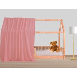 Lovely Hippo Cabin Bedding 100% Cotton Muslin Canopy Made in Europe (Powder Pink/Gold, Model 1)