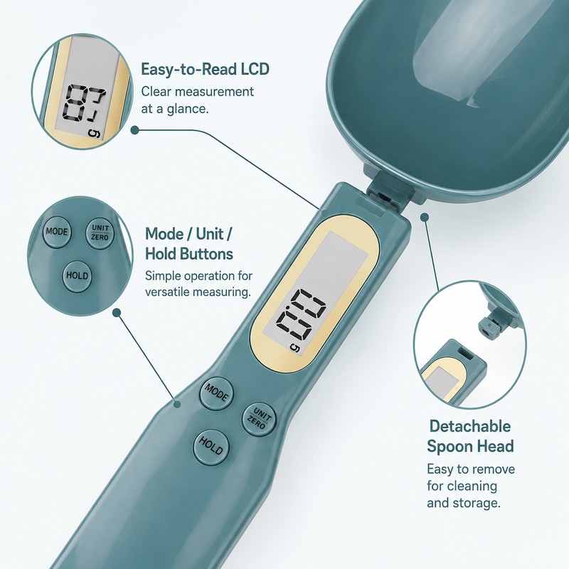 Digital Measuring Spoon Scale 500g 0.5g Precision LCD Electronic Kitchen