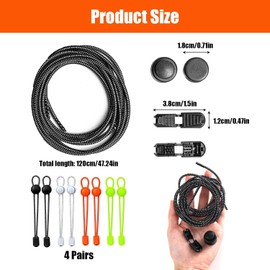 4 Pares Cordones Elasticos para Tenis, Agujetas Elasticas, Ajustables con Sistema de Cierre Rápido, Deportivos de Agujetas Elásticos Unisex, Mejor Opcion para Practicar Correr Ciclismo y Handicapped