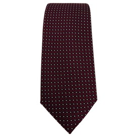 TigerTie - Slim Designer Silk Tie in Polka Dot Pattern, Bordeaux Silver Black