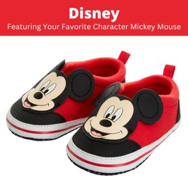 Mickey Mouse Baby Infant Shoes Slipon Walker Sneakers - Red Black (6-9 Months)