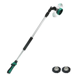 Seatern Telescoping Watering Wand for Garden Hose, 36”-54” Adjustable, 10 Spray Patterns, Heavy-Duty Hose Nozzle with Thumb Control & Pivoting Head, Ideal for Hanging Baskets and Shrubs, Green