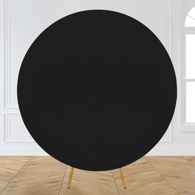 WedDecor 7.2ft (220cm) Black Round Backdrop Cover Adjustable Spandex Wrinkle