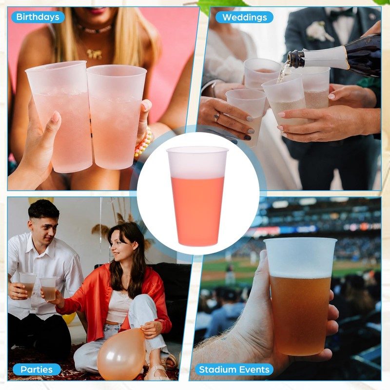 180 Pcs Frosted Plastic Cups 16 oz Clear Disposable Tumblers