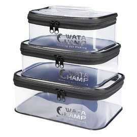 Watachamp Fishing Tackle Box Set of 3, EVA Mini Bait Container, Tackle Case, Lure Case, Transparent Top Lid, Soft Handle, Convenient Carrying, Multi-functional, Dark Green (Transparent 3 Pieces)
