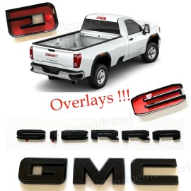 GMC Overlays Rear Tailgate  Black Out Emblem 2019-23 GMC Sierra 1500 2500HD 3500HD