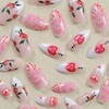 Press on Almond Nails-24Pcs Artificial French Tips False Nails with