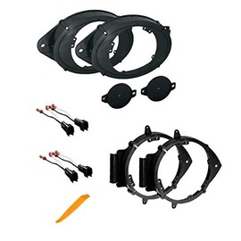 2 Pair 6+-Inch 6" 6.5" 6.75" (or 6x9 Front) Car Speaker Install Adapter Mount Bracket Plates with Speaker Wire Connectors for Select GM GMC Vehicles- See Below for Compatible Vehicles