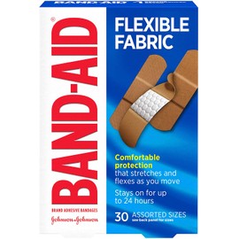 Band-Aid Brand Flexible Fabric Adhesive Bandages for Wound Care & First Aid, Assorted Sizes, 30 ct