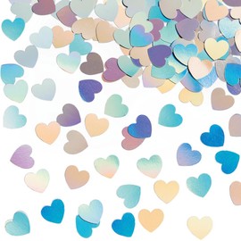 Laser Silver Heart Confetti Holographic Table Decoration for Baby Shower Birthday Wedding Graduation Bachelor Bachelorette Party, 1.2 inch in Diameter, 200 Counts