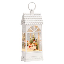 White Womens or Mens Christmas Electronic Snow Globe Lantern Musical : 12.3" Christmas Home Church Decorations Indoor: Battery Lighted Snow Globes USB Powered Light Up, for Snowman Kids Family