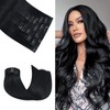 Honsoo Black Hair Extensions Clip in Real Human Hair Extensions