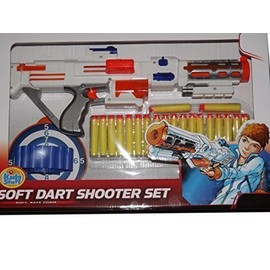 Kids Soft Dart Shooter Set, Safe Foam Ammo, with Stationary Bulls-Eye Target. Comes with 20 Rounds of Ammo by Kids Stuff