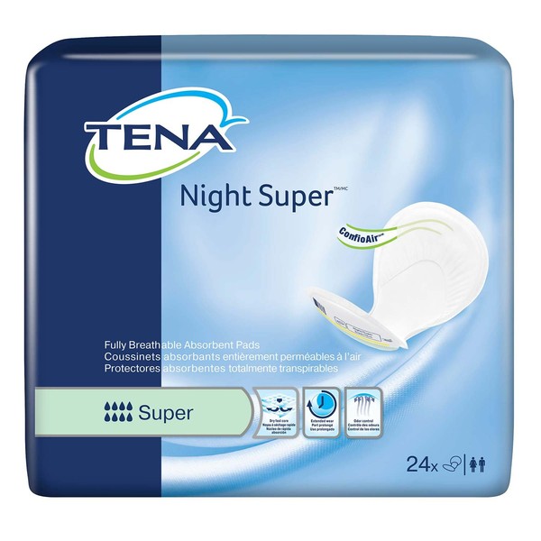 TENA Night Super Incontinence Liners Heavy Absorbency Adult Unisex Disposable, 27", 24 Count, 24 Packs, 24 Total