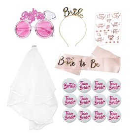 Wybtbm JGA Accessories Women's Decoration for Stag Night Women Party, Bride to Be White Bridal Veil JGA Sash Headband Tiara, Wedding Photo Props Games Accessories for Bachelorette Party