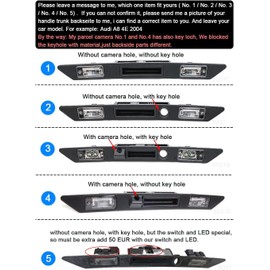 Navinio Trunk Handle Vehicle-Specific Camera Handle Rear View Camera Parking Reverse for A3 A4 A6L A8L A8 Q7 A4 B6 C6 B7 8P 8E 8H Q5 Q7 (Model LS8001B=220 mm) (Model LS8001=200 mm)