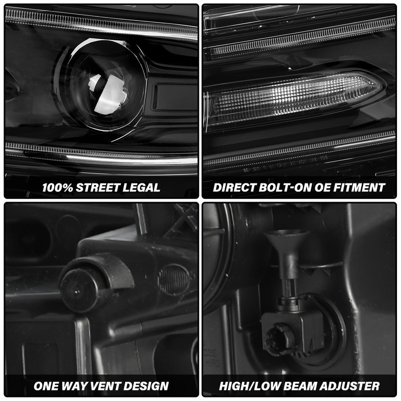 Bingbingmotor Halogen Headlights Assembly Compatible with Dodge Charger 2015-2023 Headlamp