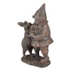 Whimsical Mr Gnome Dancing With Hare Rabbit Fairy Garden Figurine