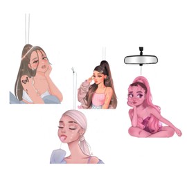 4PCS Ariana `s Music Grande Cartoon Styles Air Fresheners Car Hanging Decoration Accessories Car Rearview Mirror Pendant for Best Fans Men Women Gifts