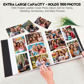 Aevdor Photo Album 4x6 Holds 1000 Photos, Extra Large Capacity Leather Cover Family Wedding Anniversary Baby Picture Albums, Acid-free Pages 4x6 Photo Album Holds Horizontal and Vertical Photos (Pink)
