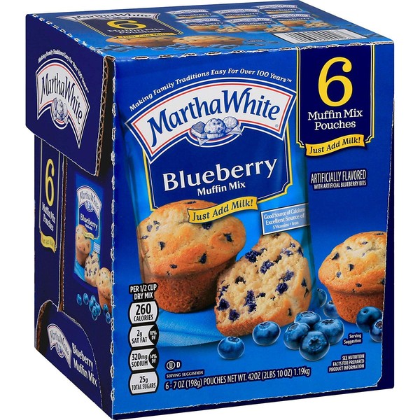 Martha White, Blueberry Muffin Mix, 7oz Pouch (Pack of 6)