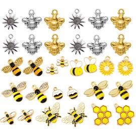 stino Bulk Enamel & Metal Bee Charms for Jewelry Making, Bumblebees Honeycomb, Multi-Color (Bee)